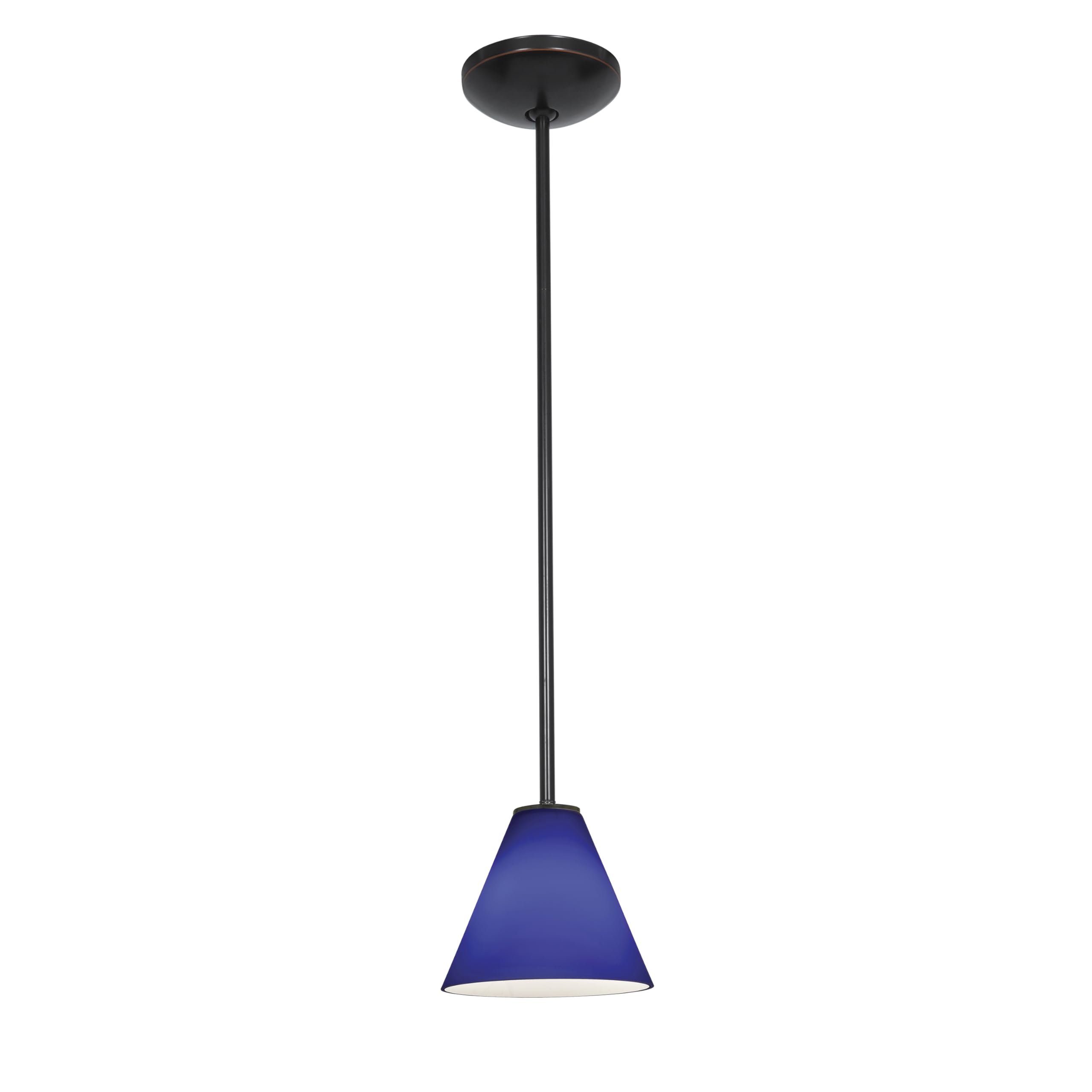 Martini Glass Pendant - Rods - Oil Rubbed Bronze Finish - Cobalt Glass Shade