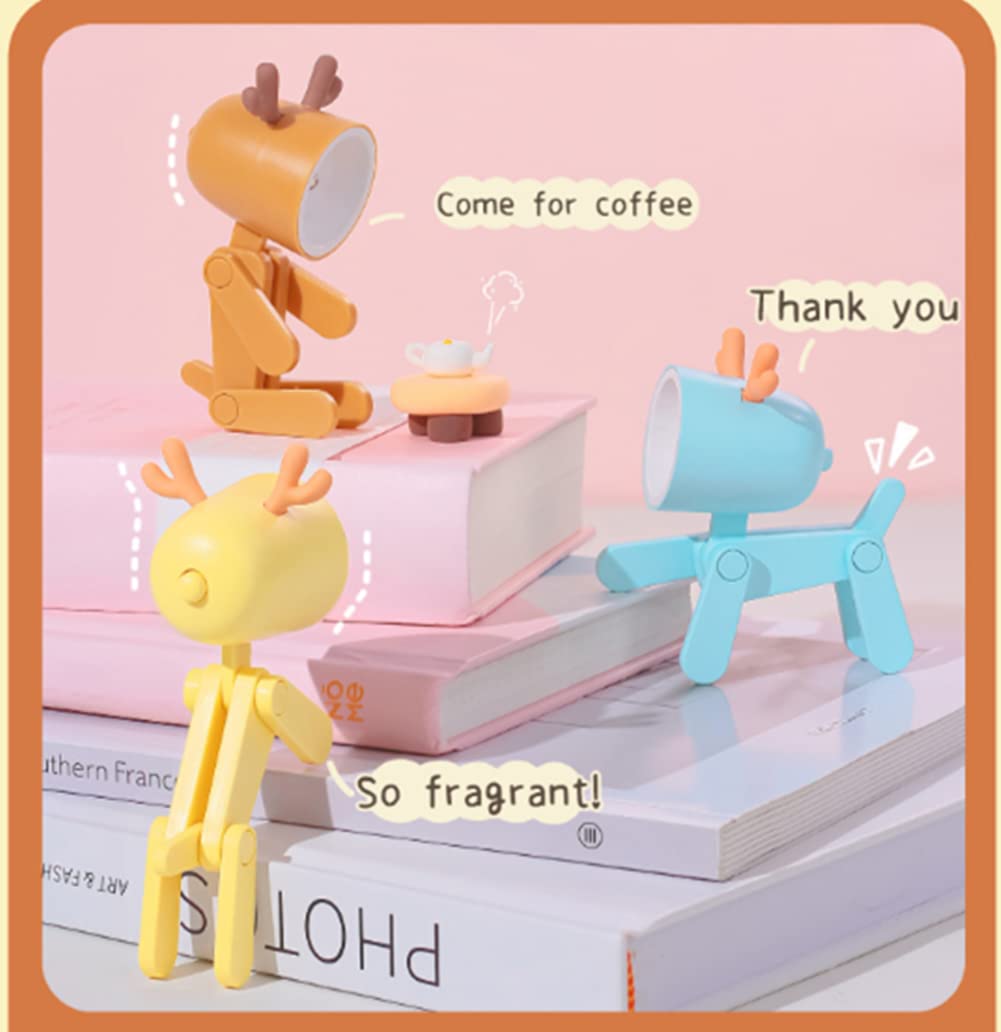SpassLeben Cute Night Light, Mini LED Desk Lamp, Deer Yellow, ABS Material, Ideal for Kids Room, Decorative Nightstand Lamp