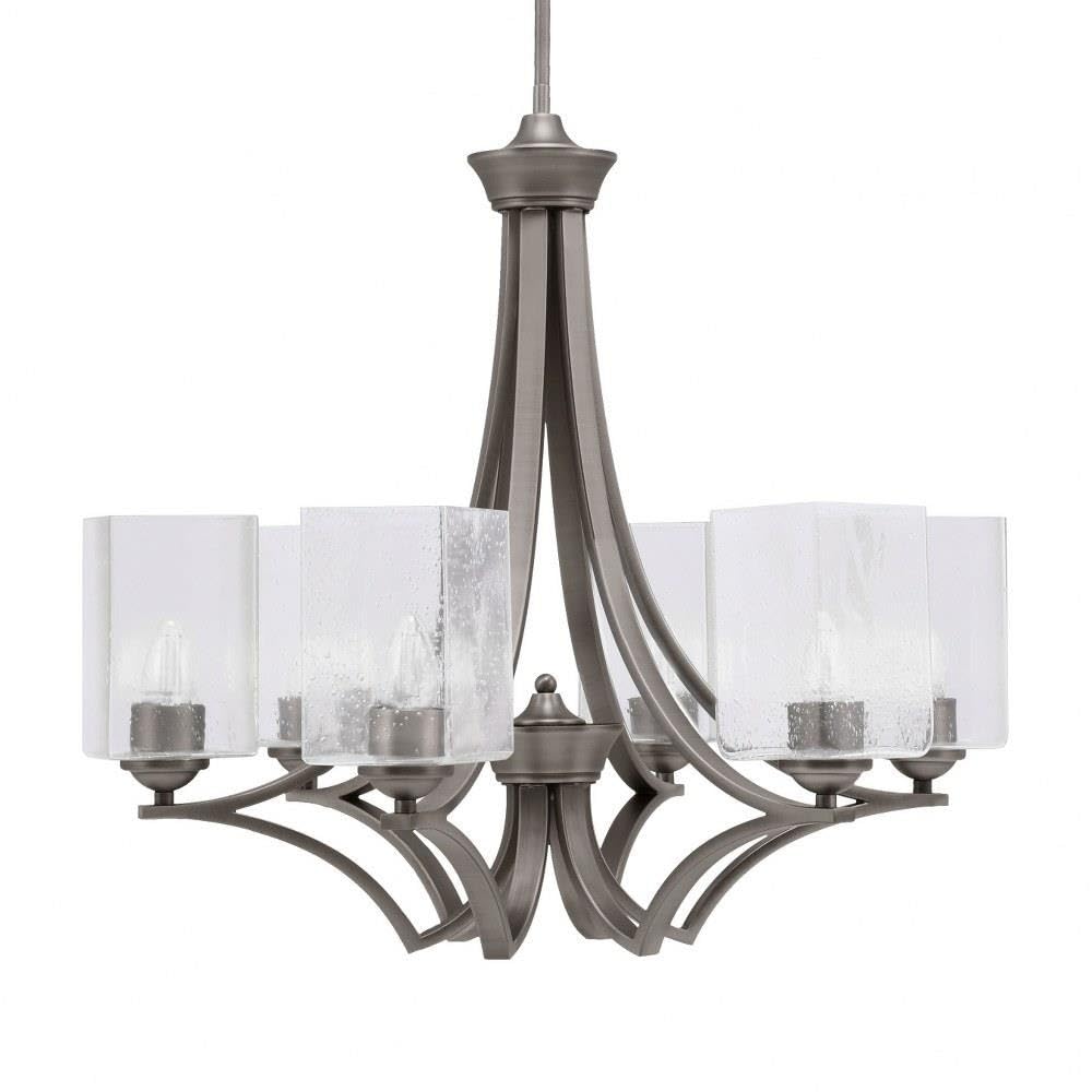 Toltec Lighting 566-GP-530 Zilo - 6 Light Uplight Chandelier-23 Inches Tall and 25 Inches Wide, Finish Color: Graphite, Glass Color: Clear Bubble