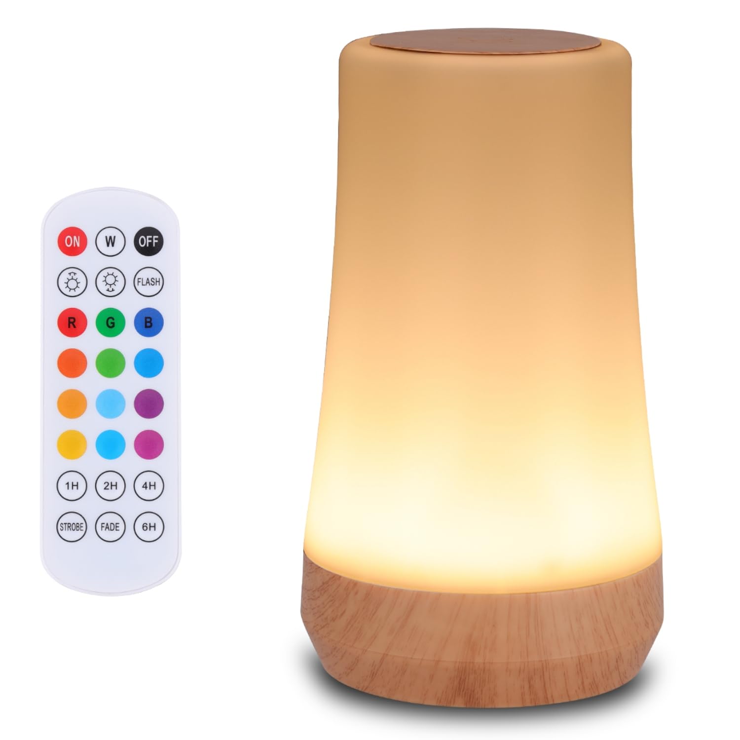 OORUN Touch Bedside Table Lamp,13 RGB Colors & 5 Brightness, USB Rechargeable Desk Lamp, Remote Control Dimmable Light with RGB 