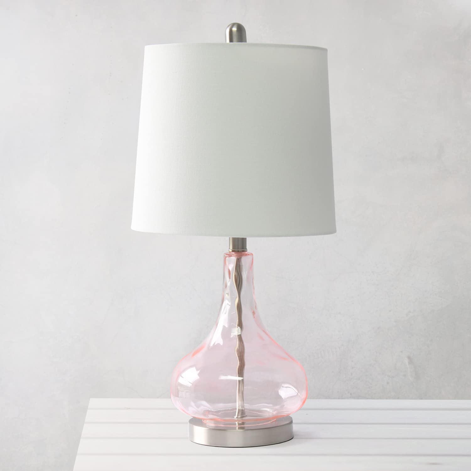 Elegant Designs Modern Bedside Table Lamp, 23.25in Pink Rose Quartz, Fabric Shade, Model LT3326-RQT, 11inL x 11inW