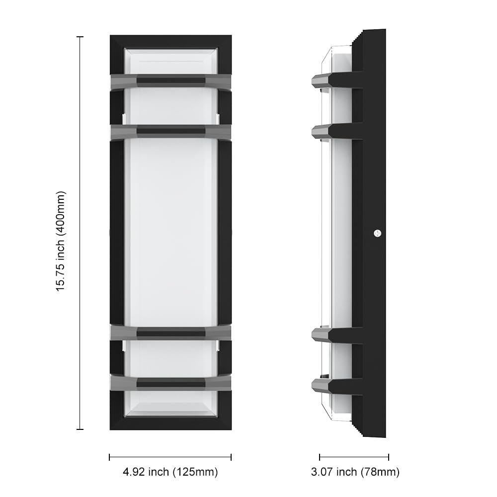 Sytmhoe 16" Dimmable Led Square Outdoor Wall Light, 30W, Waterproof, Cold White 6000K