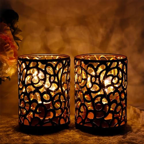 NEWIMAgE Set of 2 Battery Operated Lamp 65H Metal Table Lamp Vintage cordless Lamps with 6-Hours Timer Fairy Lights for Home Dec
