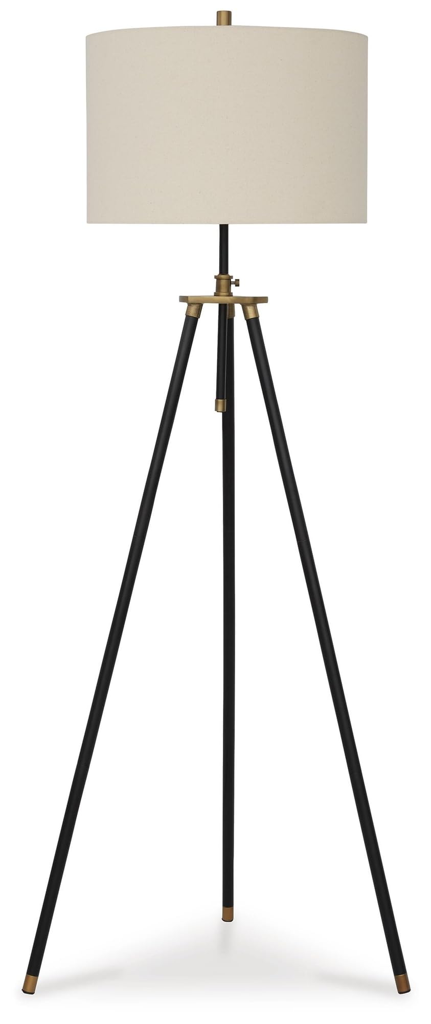 Signature Design by Ashley Cashner Industrial Metal Floor Lamp with 3-Way Switch, Adjustable Post and Tripod Base, Black & Metal