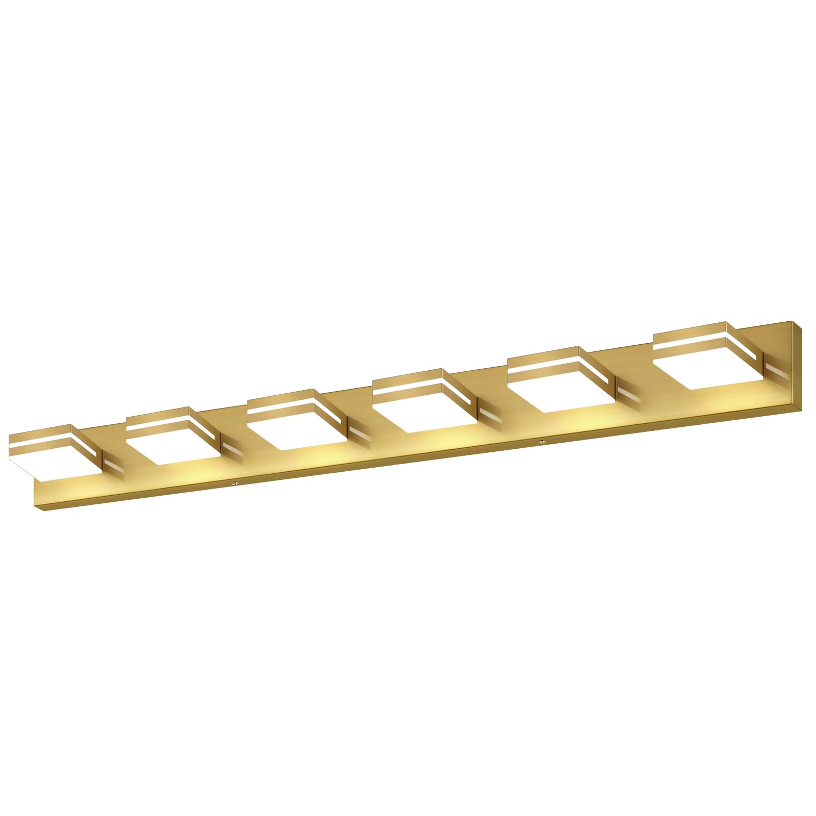 SineRise 6-Light LED Bathroom Vanity Light Fixture, 48-Inch, Brass, Dimmable, Acrylic, Cool White 6000K