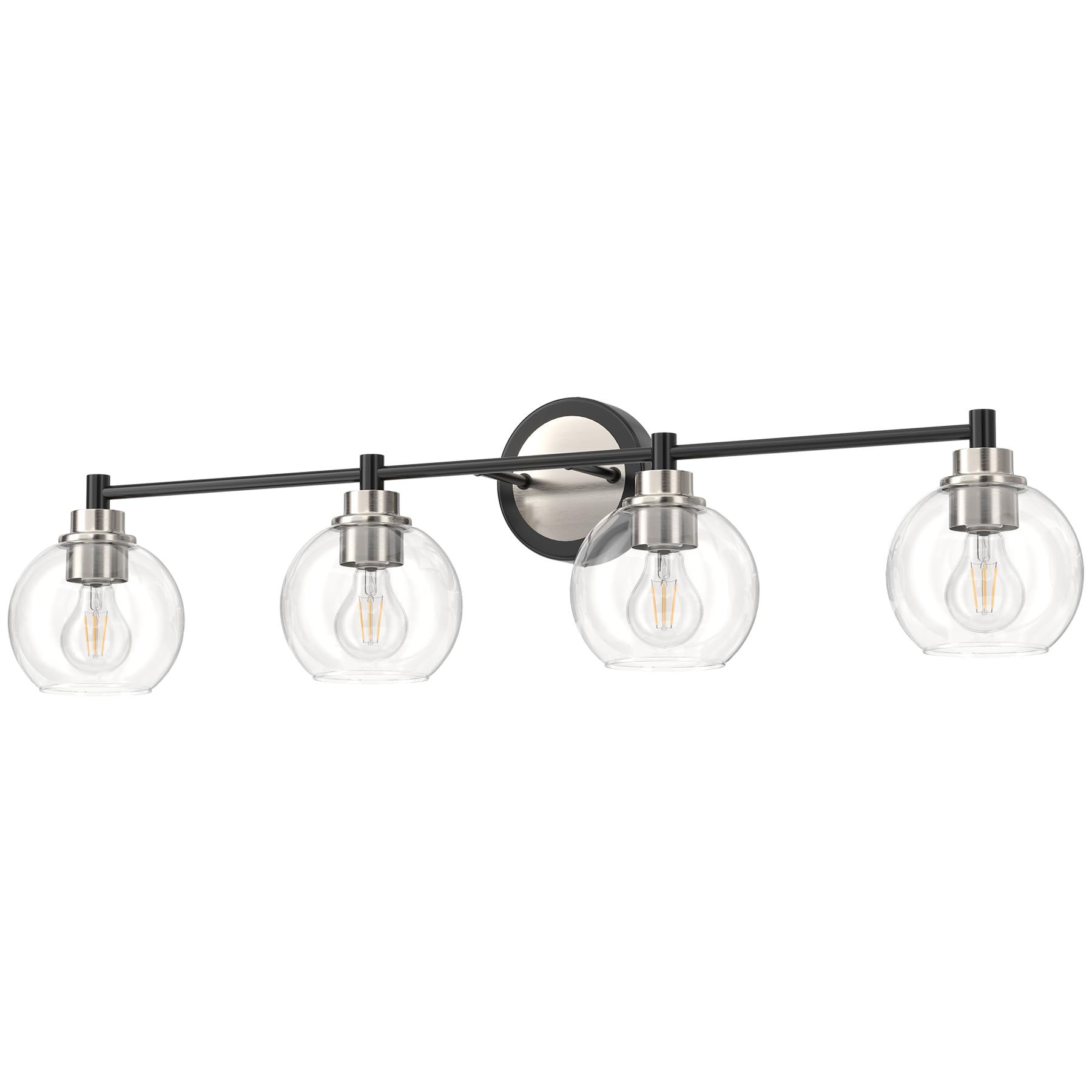 VONLUCE 4-Light Vanity Light Fixtures with Globe Glass Shades, Brushed Nickel Finish, Model HCF-15Y4-NB, Ideal for Bathroom, Bedroom, Hallway