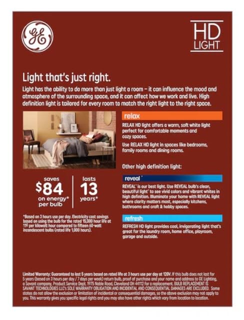 Ge Relax 8-Pack A19 60 Watt Equivalent Crystal Clear Soft White Dimmable Led Light Bulbs