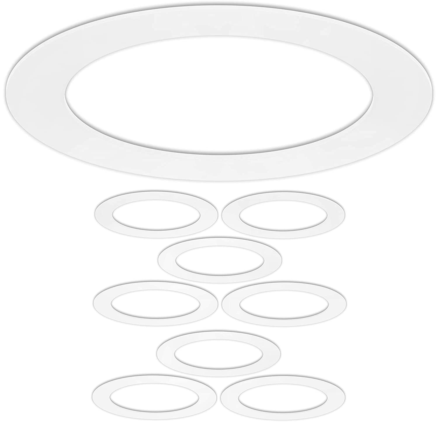 6 Pack Gloss White Goof Trim Ring For 6 Inch Recessed Can Lighting Down Light, Outer Diameter 8 Inches, Inner Diameter 5.8 Inches