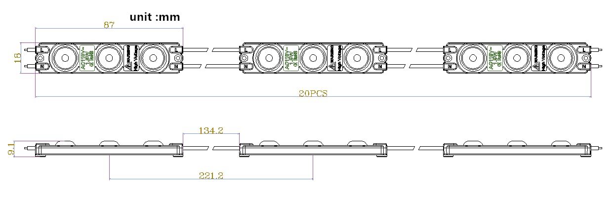 100Pcs 110V Ac Led Module White 1.5W Decorative Light For Letter Sign Advertising Signs With Tape Adhesive Backside