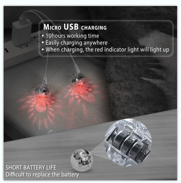 RAHAN LED Earrings Disco Ball - Rechargeable Light-Up Earrings for Women, Multi-Color, Model: disco-rgb