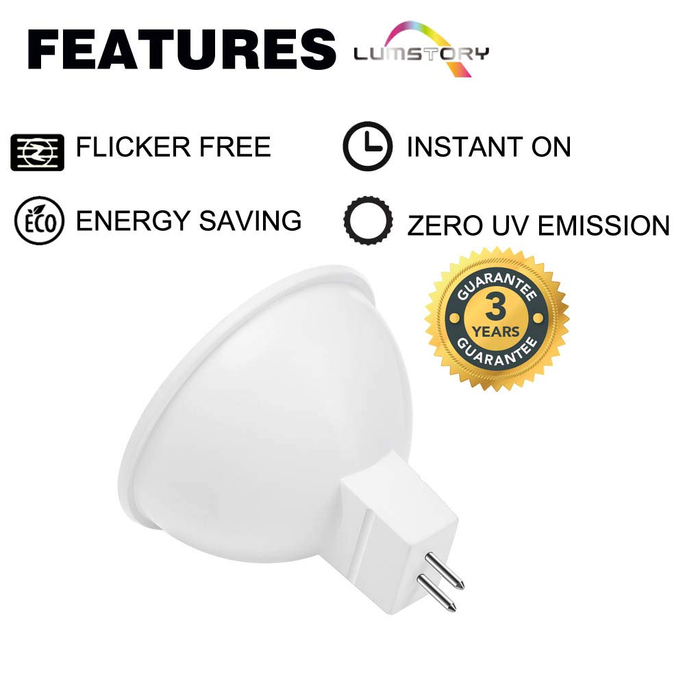 Lumstory Mr16 Led 12V 5W Warm White Bulb 450Lm 40° Flood Beam - 10-Pack Hal