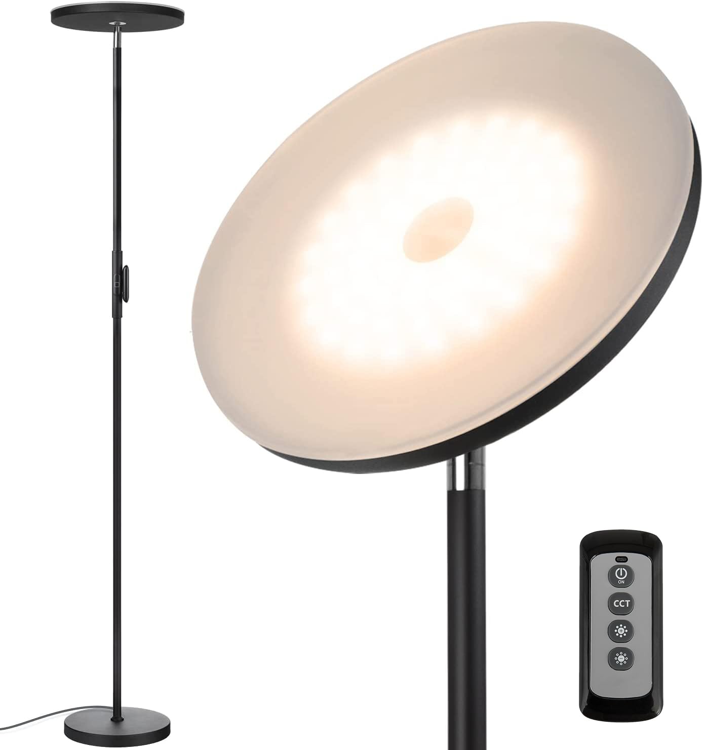 JOOFO Floor Lamp, 30W/2400LM LED Torchiere, Remote & Touch Control, Black