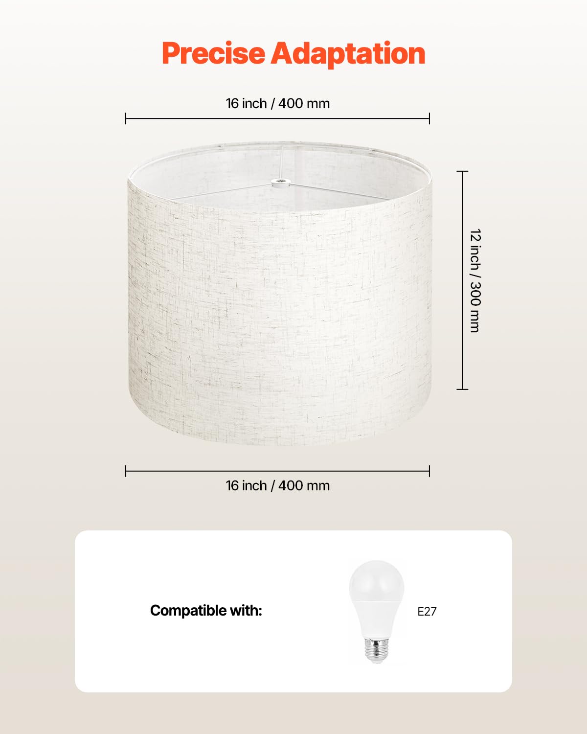 Vevor Drum Lamp Shade 2 Set  16 In Top X 16 In Bottom X 12 In High  Large Lampshade With Harp  Replacement Lamp Shade For Table Lamps Floor Lamps Pendant Lights  Easy Assembly Required (Light Linen)