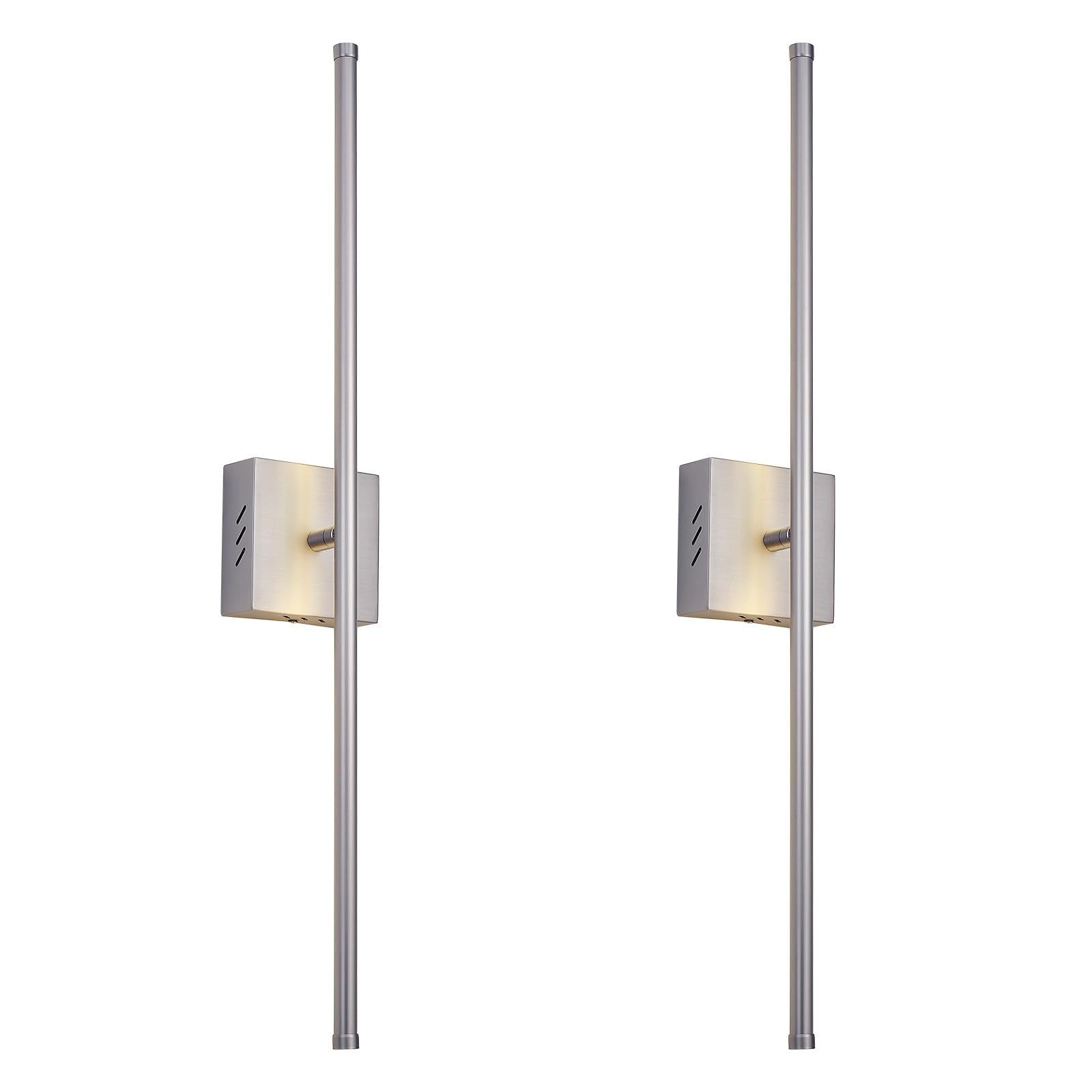 Kartoosh Modern Wall Sconces Set Of Two, Dimmable Hardwired Wall Sconces, 350 Rotate, Led Nickel Wall Light Fixtures, 3000K Warm