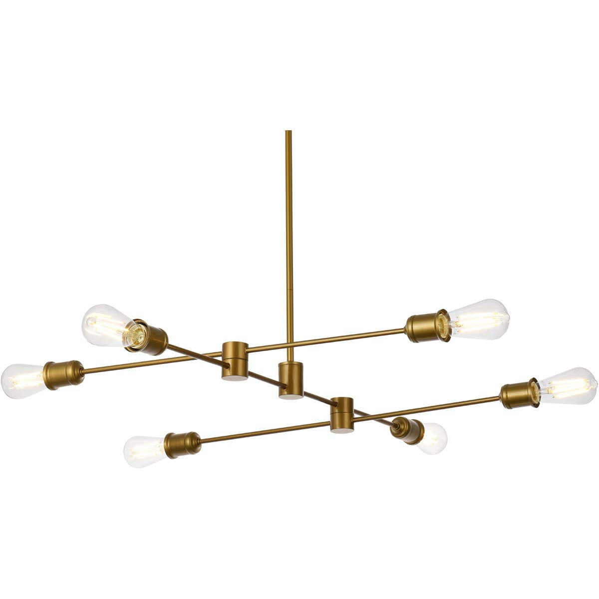 Living District Xavier 6-Light Mid-Century Metal Pendant in Brass Finish