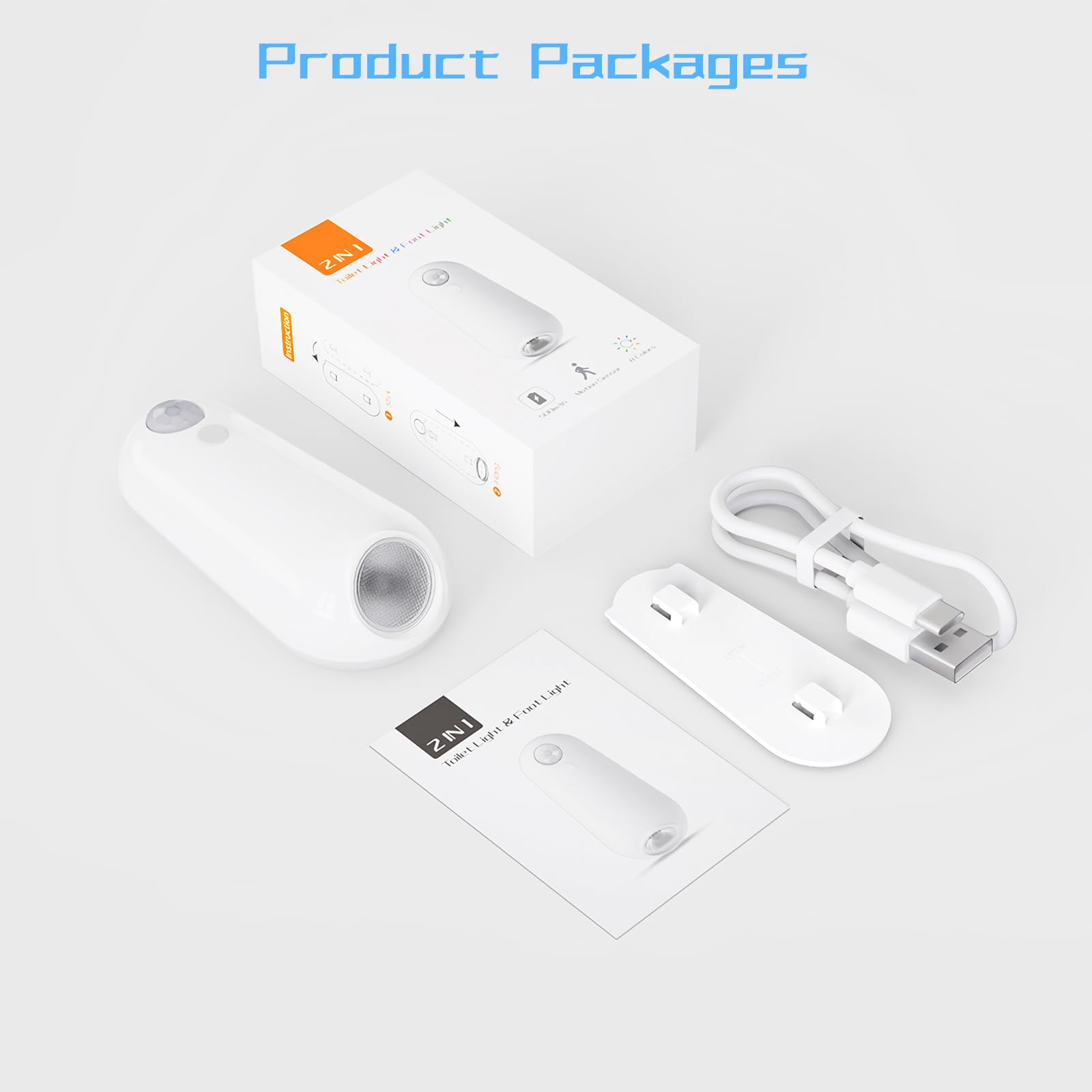 GOUTOOL Toilet Light Motion Sensor - 8 Color LED Night Light with Star Projection, Model TLN01, Rechargeable, 1 PCS