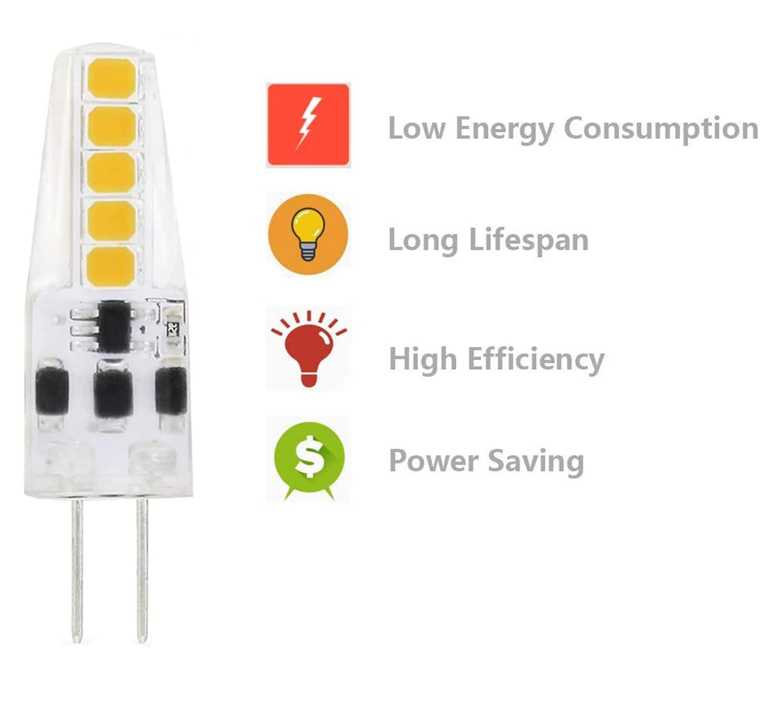 Dopkuss G4 Led Bulb Bi-Pin Base Ac 12V 24V G4 Led Bulb 2W 20W Halogen Replacement 2700K Warm White Dustproof Shockproof (G4 Led