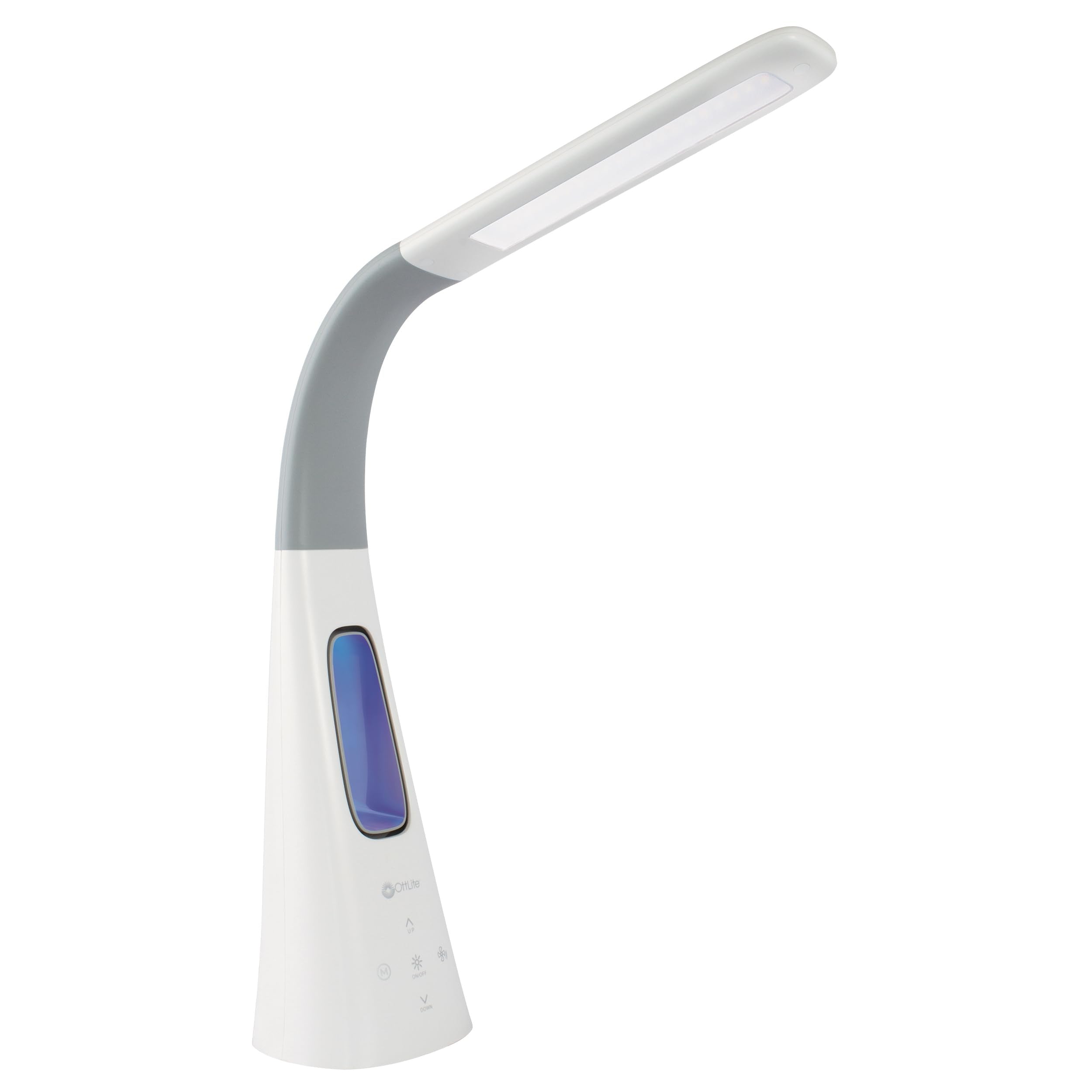 OttLite Cool Breeze LED Lamp - 3 Speed cutting edgeless Fan & 5 Brightness Settings - Medium Size - White - Model F26WG9-SHPR