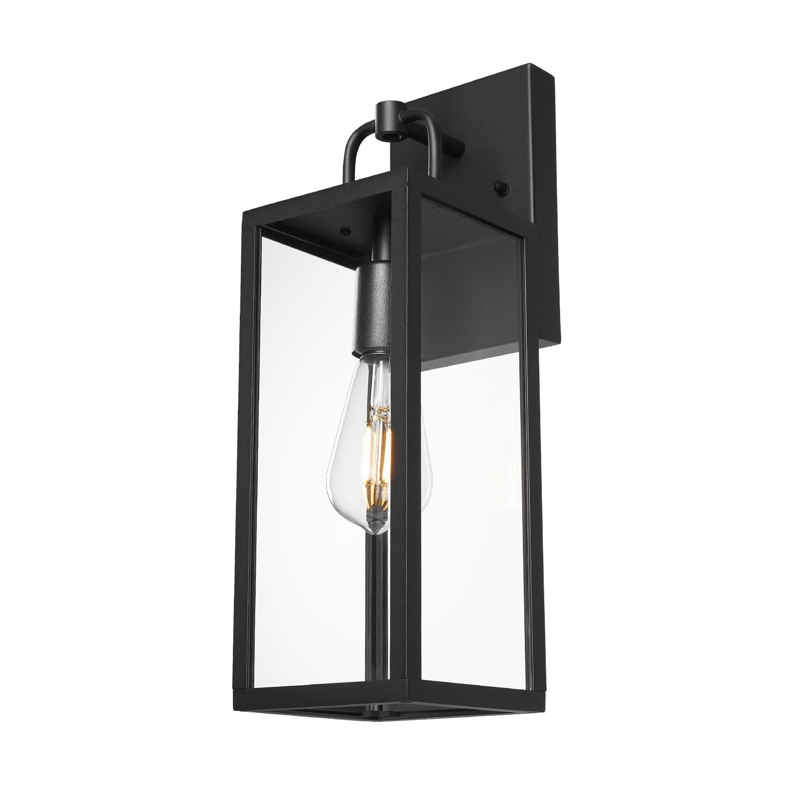 Diyel Transitional Outdoor Wall Sconce Light, 16 Inch Tall Modern Exterior Wall Lighting with Clear Glass, Anti-Rust Powder Coat