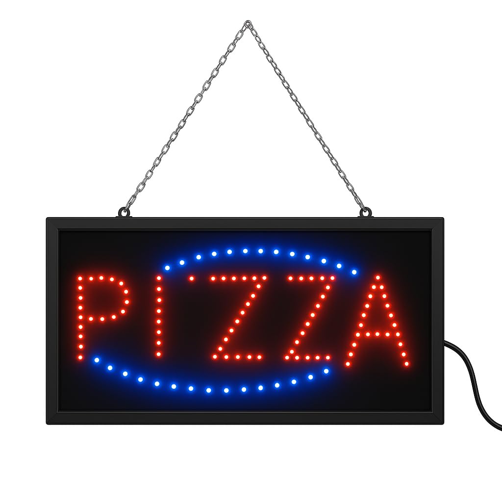 E-ONSALE LED Neon Pizza Sign for Business, RGB Plastic, Eye-Catching Design