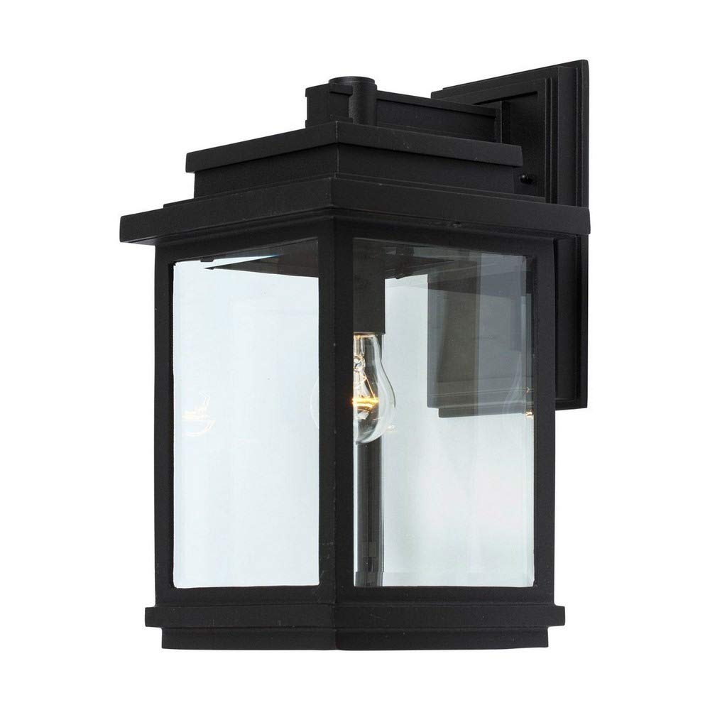 Art Craft Lighting Fremont Outdoor Wall Pocket Sconce, Aluminum, 16inx9inx10.5in, Black, Model AC8390BK