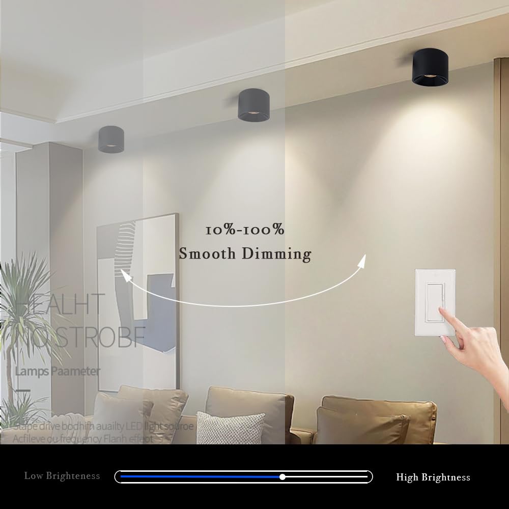 Marknice Led Dimmable Ceiling Spot Light Aluminum Matte Black 4.72'' Cylinder Spotlight Indoor Modern Minimalist Focus Ceiling Down Light Fixture For Living Room Hallway Foyer Cri 98 12W 3000K