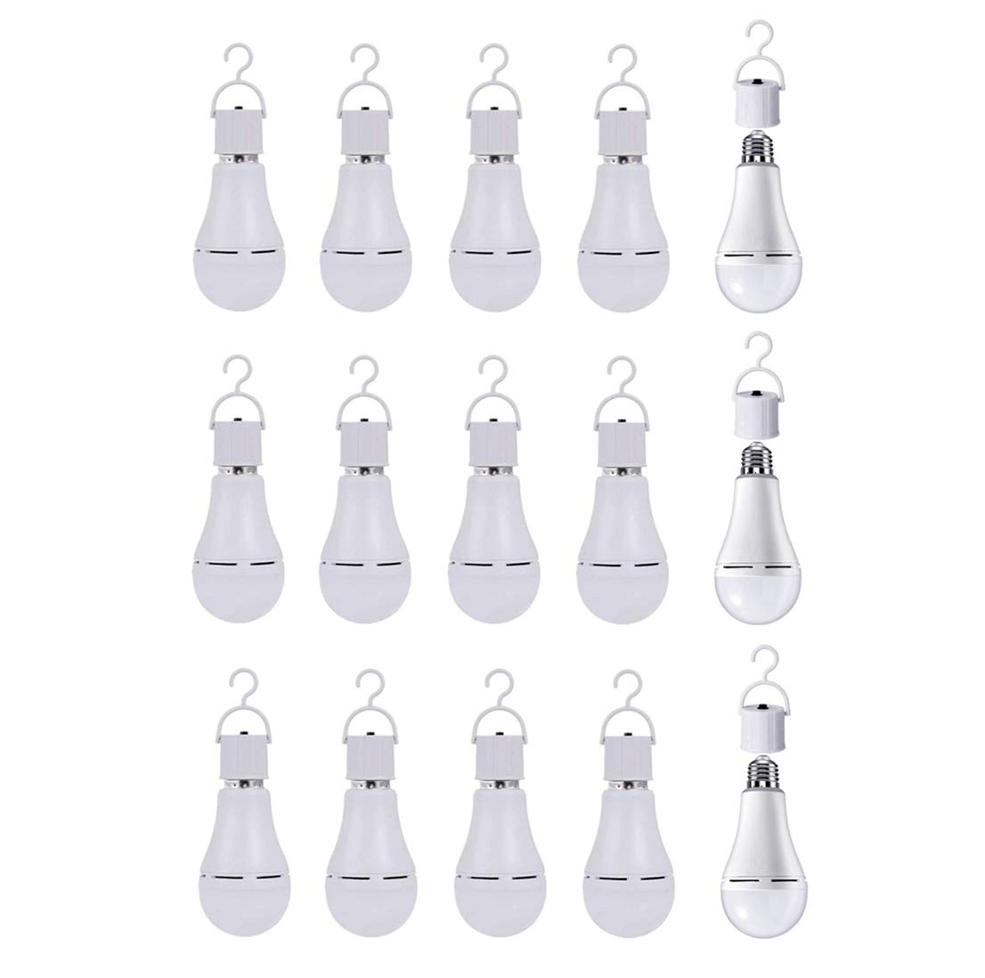 (15 Pack) Rechargeable Emergency Led Bulbs 9W (60W Equivalent) Daylight White 6000K, Multi-Function Battery Backup Emergency Light For Power Outage Camping Outdoor Activity, Standard E26 Screw Base