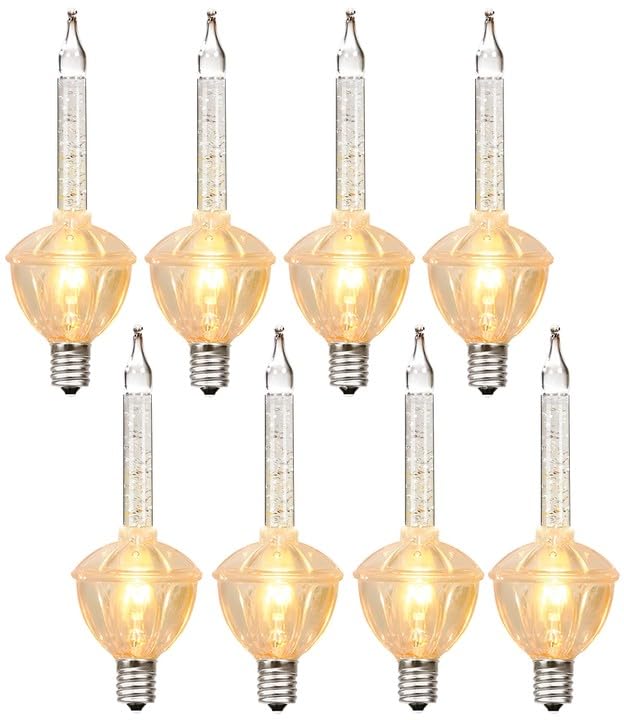 Bubble Lights, 8 Pack Clear Bubble Replacement Bulbs With Silver Glitter Liquid, C7/E12 Candelabra Base Light Bulbs For Christma