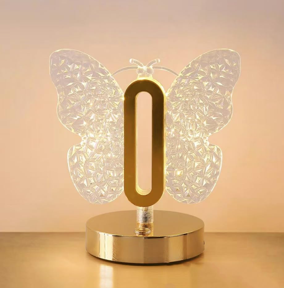 Yinhamnl Butterfly Table Lamp, 3 Colors Stepless Dimmable Table Lamp, Touch Control Night Light, Usb Rechargeable Beside Lamp, C