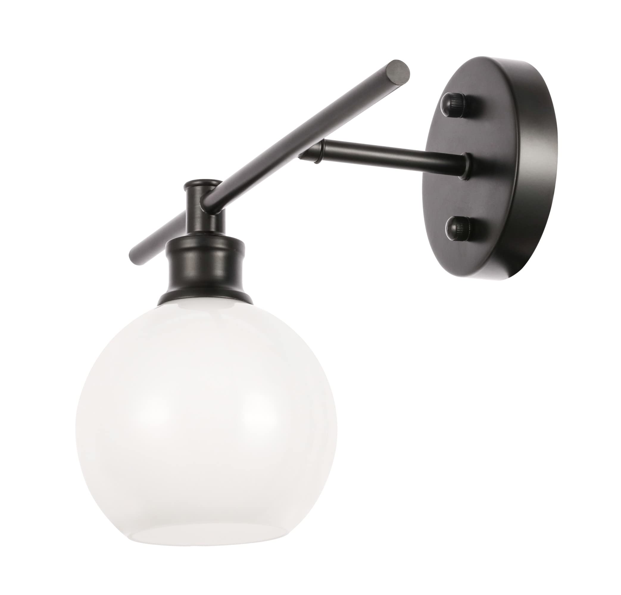 Living District Black Wall Sconce With Frosted White Glass - 1 Light Fixture