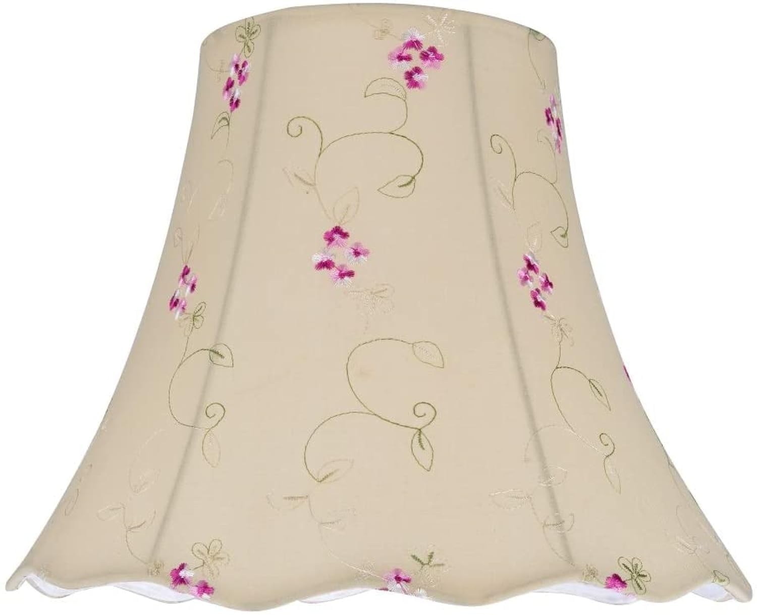 Aspen Creative 34009A Transitional Bell Shape Spider Construction Lamp Shade in Apricot with Floral Embroidered Pattern and Scalloped Edge  12 wide (6 x 12 x 9 1/2)