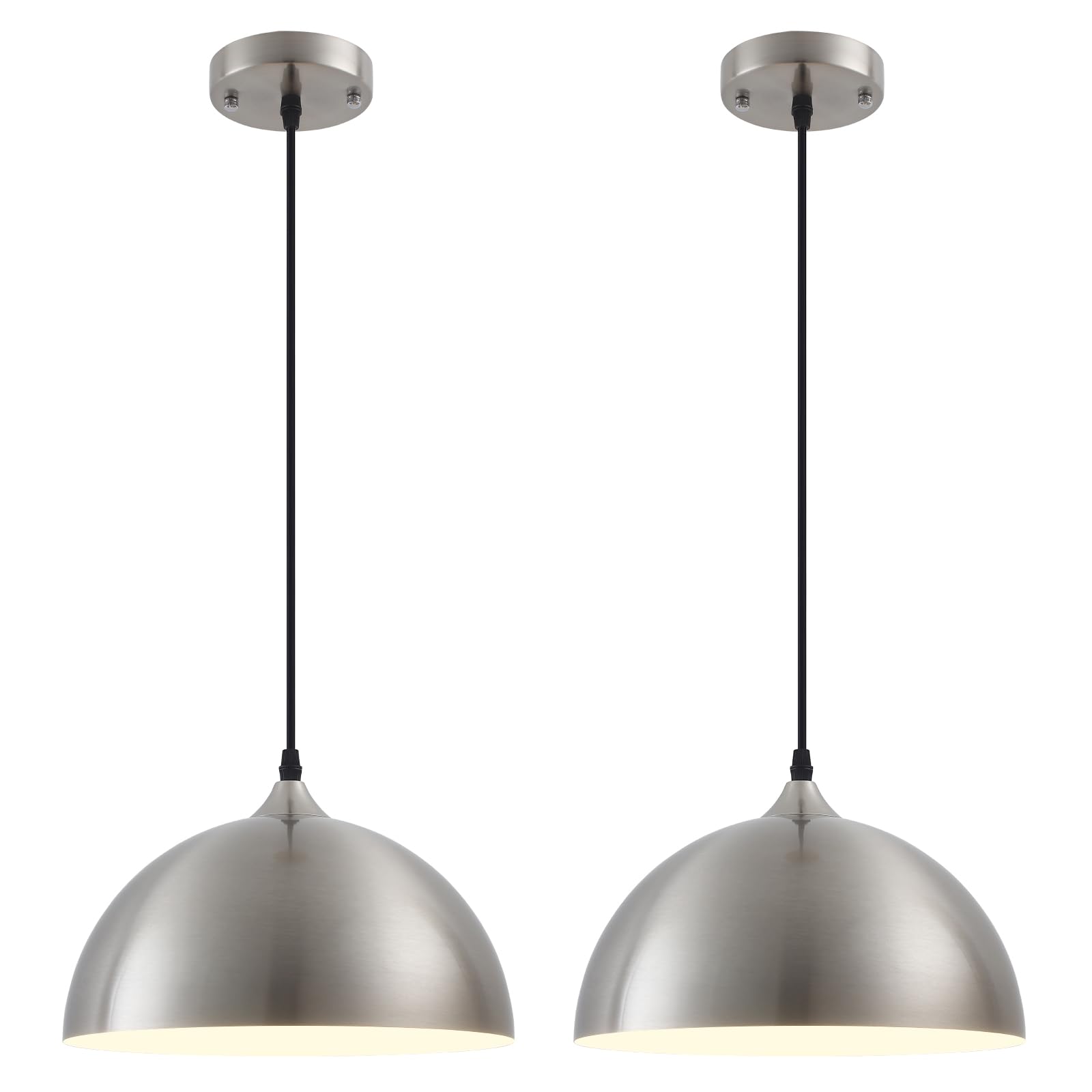 Sesiment Brushed Nickel Kitchen Pendant Light 11.8Inches 2 Packs,Farmhouse Pendant Light,Dome Pendant Light,Pendant Lights Kitch