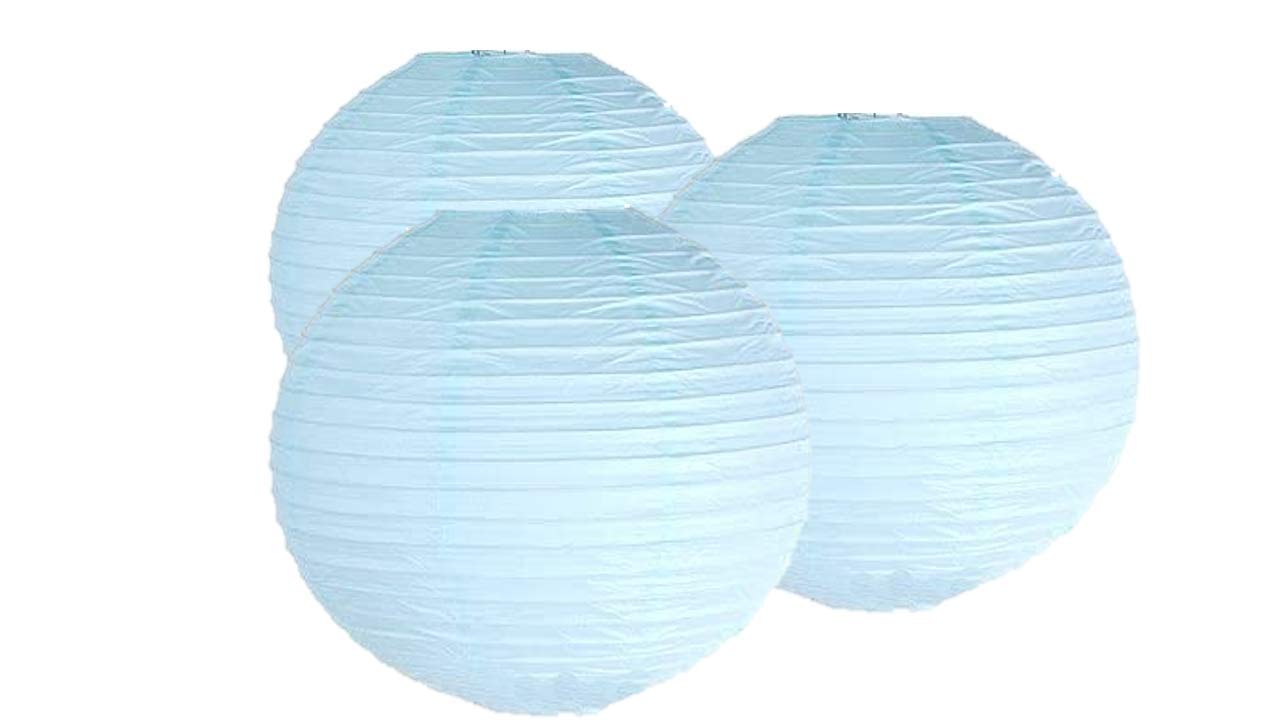 Pack Of 3 Round Paper Lanterns Lamp Wedding Birthday Party Decoration (Baby Blue, 6''/15CM)