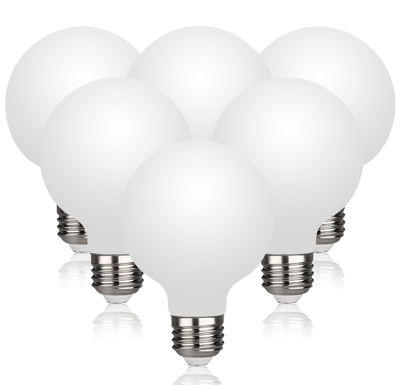 Meilux 6 Pack G25(G80) Globe Led Light Bulbs, 5W Dimmable 40 Watt Equivalent Led Edison Bulbs, Neutral White 4000K, 500Lm, E26 B