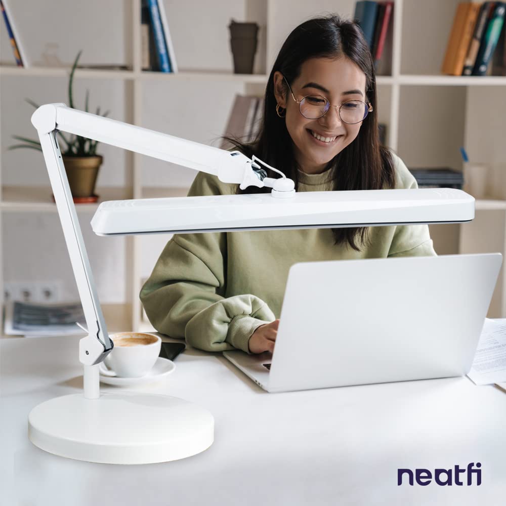Neatfi XL LED Task Lamp, 2500 Lumens, Dimmable, Eye-Caring, White, Model 9505LED-TS1-AH