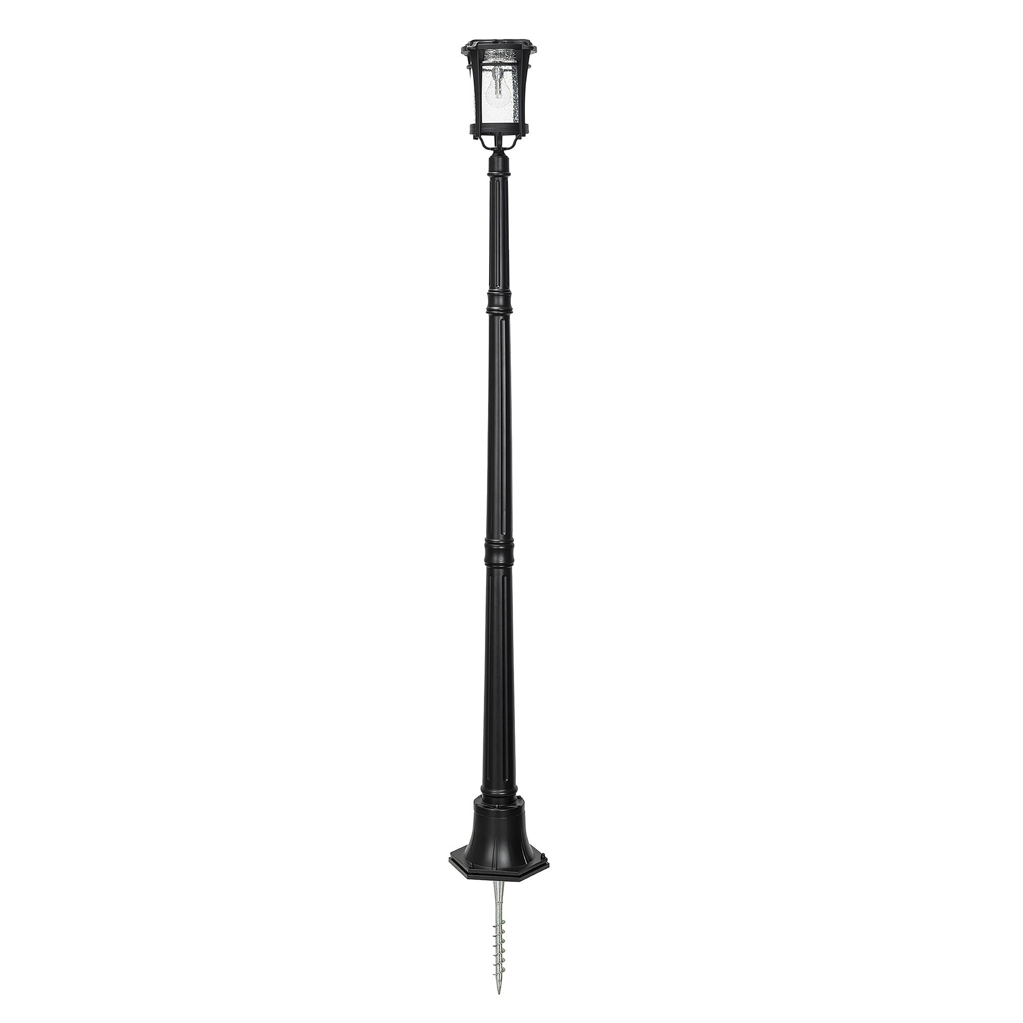 Gama Sonic Aurora Bulb Solar Light, 50 Lumen, Black Cast Aluminum, Tempered Glass, Lamp with Post, 2700K Warm White