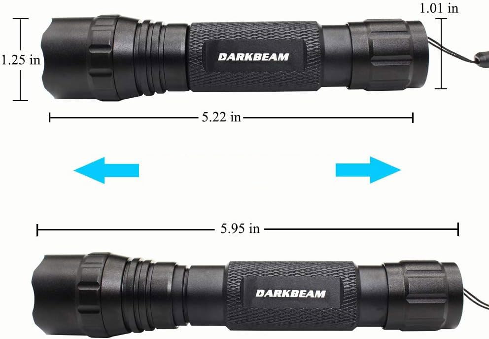 DARKBEAM Tactical LED Green Flashlight, Rechargeable, Pocket Size, Model 501B-S, Aluminum, Ideal for Fishing & Hunting