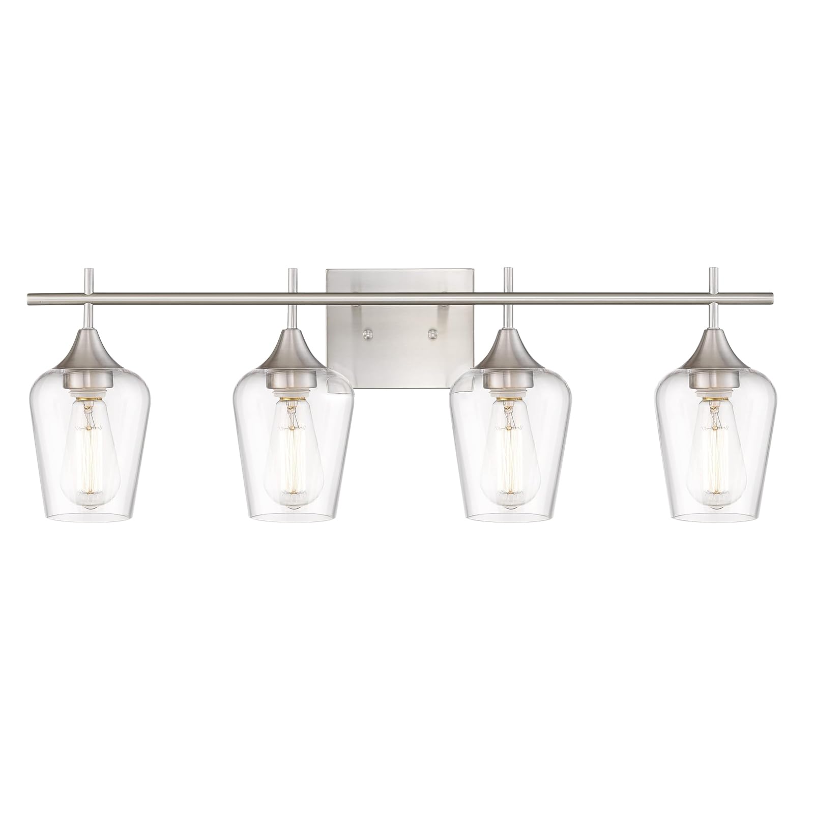 Osimir 4-Light Bathroom Lighting Fixture, Brushed Nickel Vanity Lights with Clear Glass, 24 Inch, Model WL9167-4C