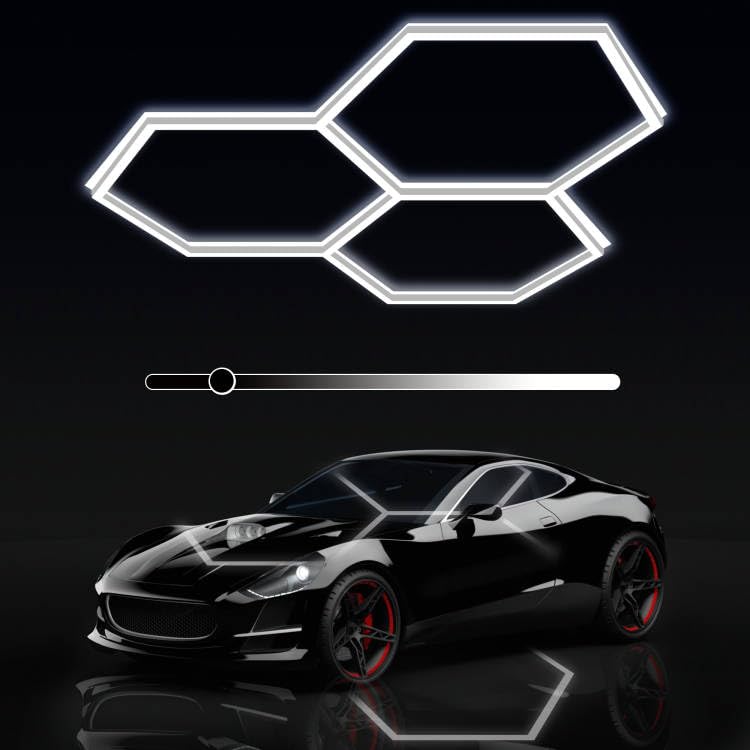 MODERN Hexagon LED Garage Light  3 Level Dimming 105W 12600LM 65000K Daylight White LED Car Garage Light  3 Hexagonal Grids for Garage  Shopping Mall  Workshop and Car Detailing etc.