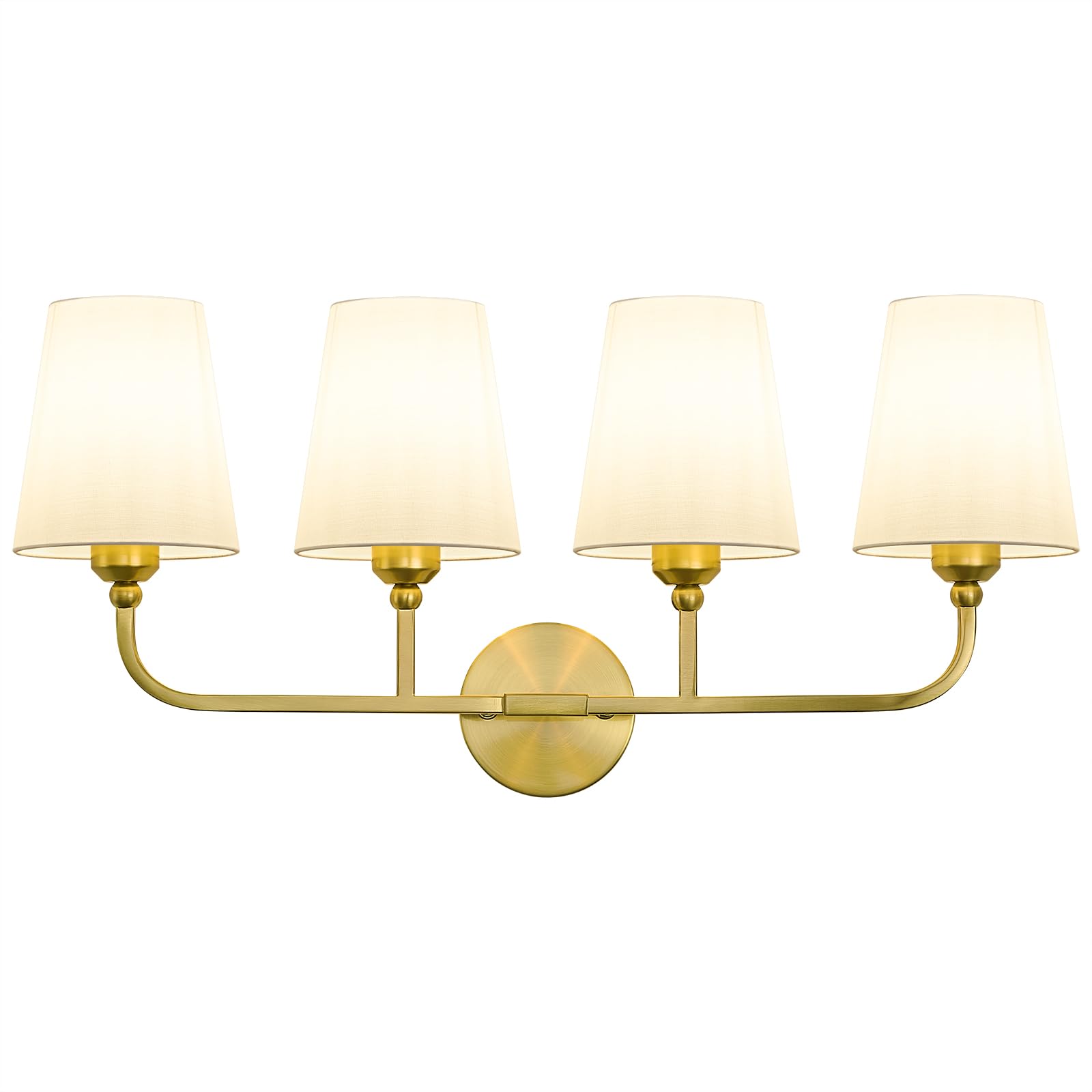 Kvhiiw Bathroom Vanity Light, Brushed Gold Bathroom Light Fixtures, 4-Light Lighting Fixtures Over Mirror, Modern Wall Sconce wi
