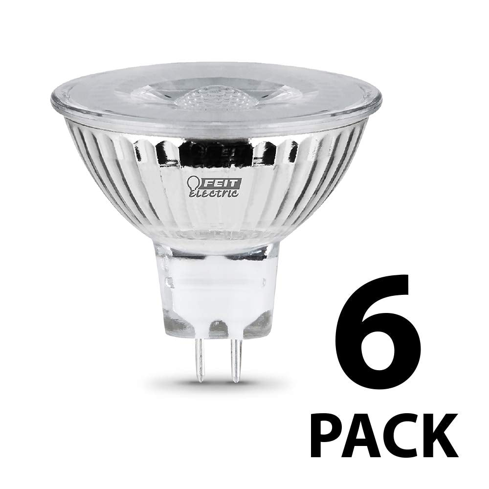 Feit Electric MR16 6W LED Bulbs, 50W Equivalent, Dimmable, 500 Lumens, 3000K Warm White, 6 Count, Model BPEXN