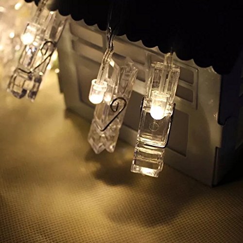 Warmoor 20 LED Photo Clips String Lights, 5M 16ft Fairy Starry Lights Wall Decoration Light for Hanging Photos Paintings Picture