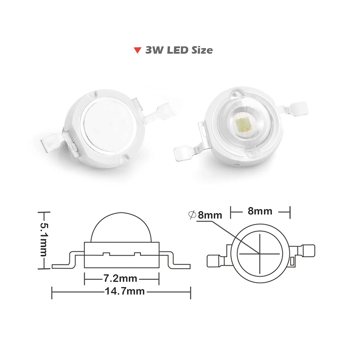Chanzon 10 Pcs High Power Led Chip On Board 3W Green (400Ma - 500Ma / Dc 3V - 3.4V / 3 Watt) Super Bright Intensity Smd Cob Ligh