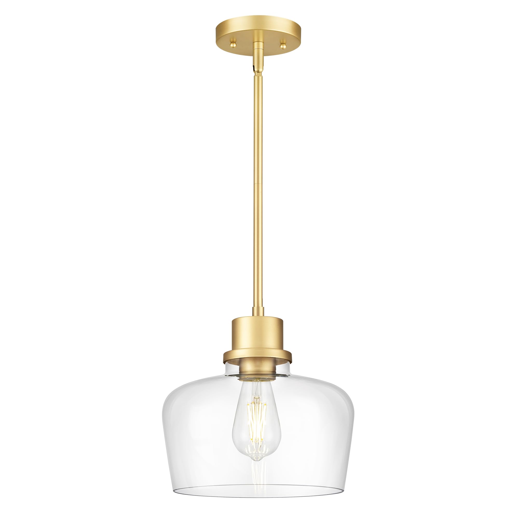 Emak Modern Gold Pendant Lights Kitchen Island, 10 Inch Large Pendant Light Fixtures With Clear Glass Shade For Kitchen, Dining