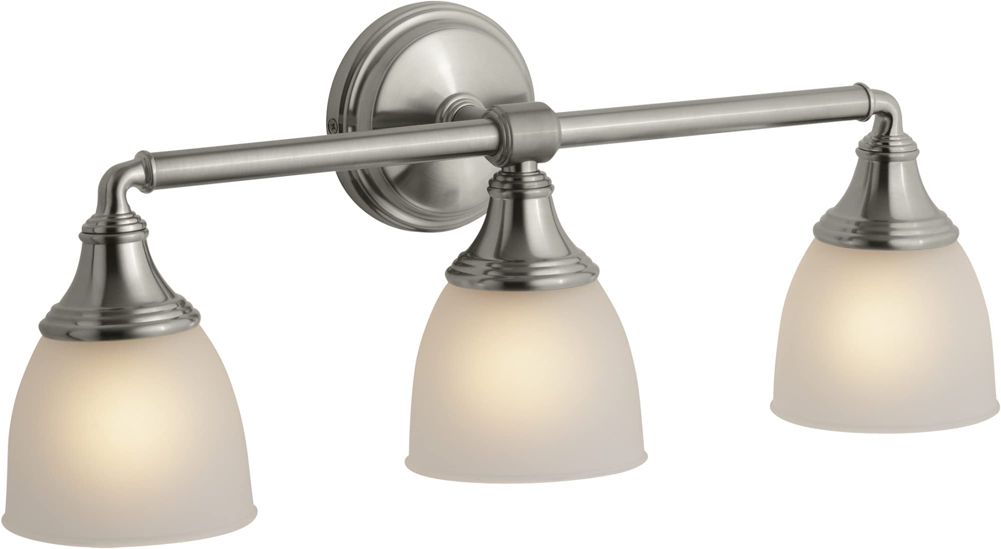 KOHLER Devonshire Bathroom Vanity Light Fixture, 3 Light Wall Sconce, Brushed Nickel, Model 10572-BNL, UL Listed