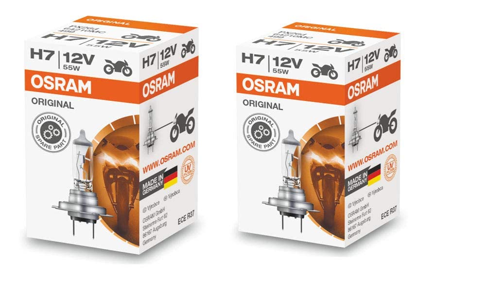 OSRAM H7 Halogen Headlight Bulbs 64210L 12V 55W Silver 2 Piece Set Made in Germany