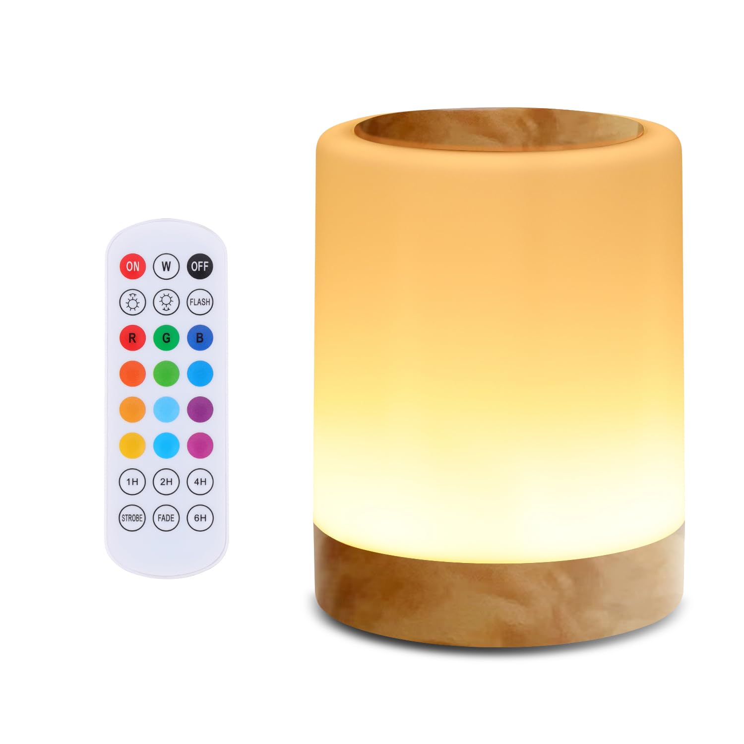 OORUN Touch Bedside Table Lamp, 13 RGB Colors, 5 Brightness Levels, USB Rechargeable, 3.74inx3.74inx4.8in, Amber Pattern, Model