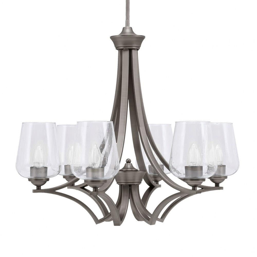 Toltec Lighting 566-GP-210 Zilo - 6 Light Uplight Chandelier-23 Inches Tall and 25.75 Inches Wide, Finish Color: Graphite, Glass Color: Clear Bubble