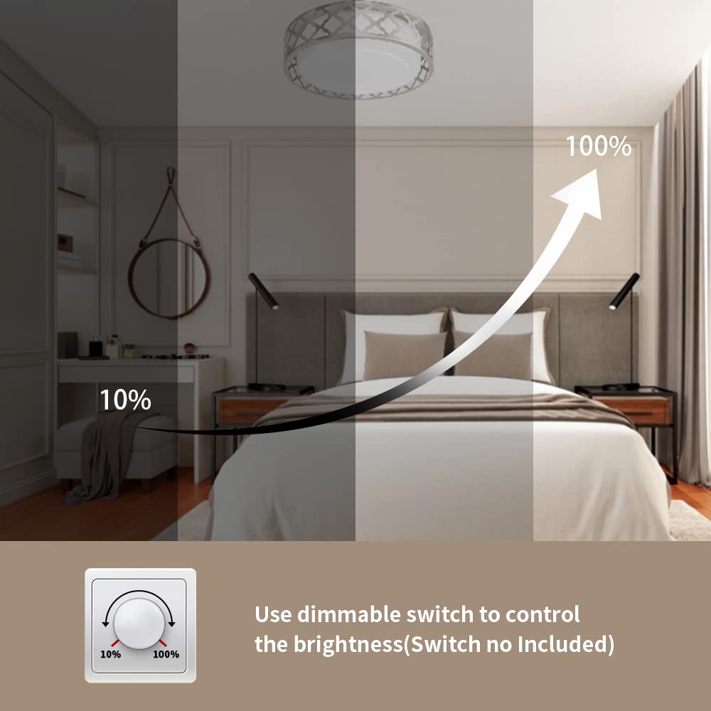 Vicnie 14Inch Led Ceiling Light, 20W 1400 Lumens Dimmable Flush Mount Lighting Fixtures, 3000K Warm White, Brushed Nickel Finish