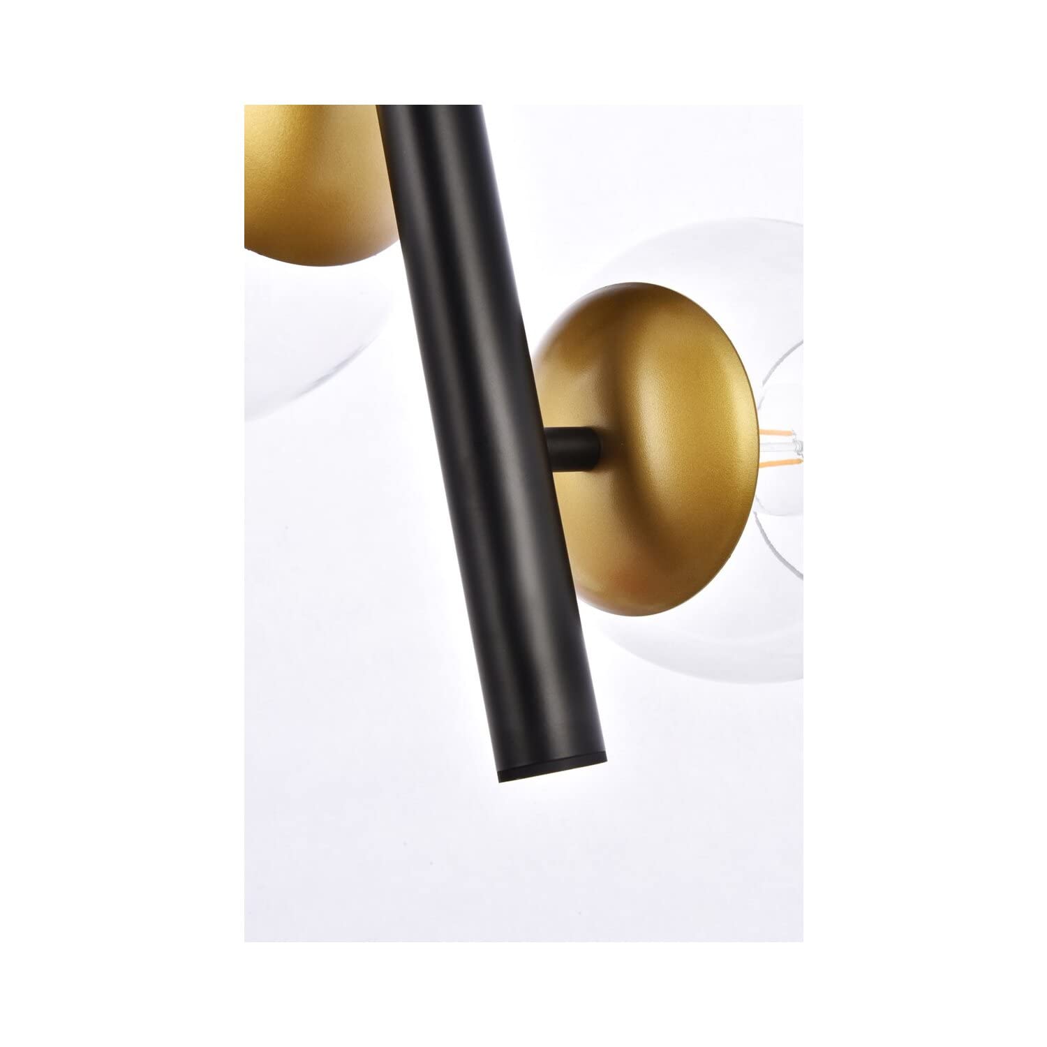 Living District Wells 4-Light Metal Pendant w/Clear Shade in Black and Brass